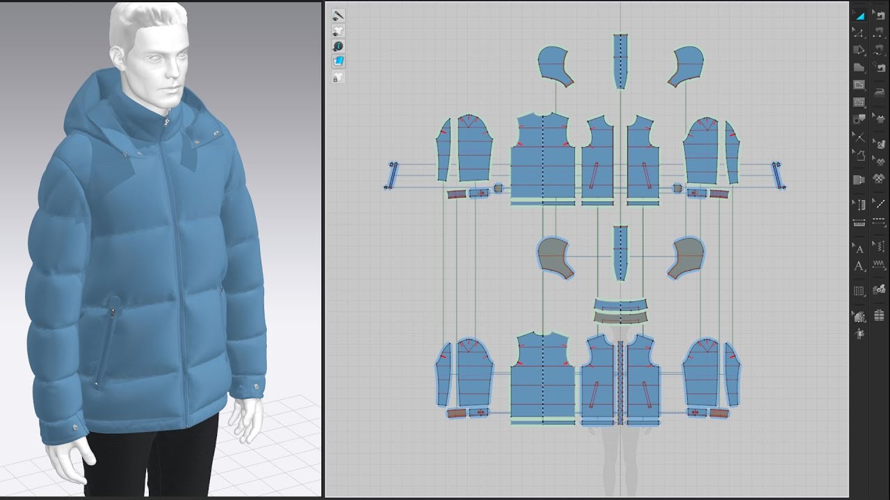 Drafting Puffer Jacket, Marvelous Designer, Clo
