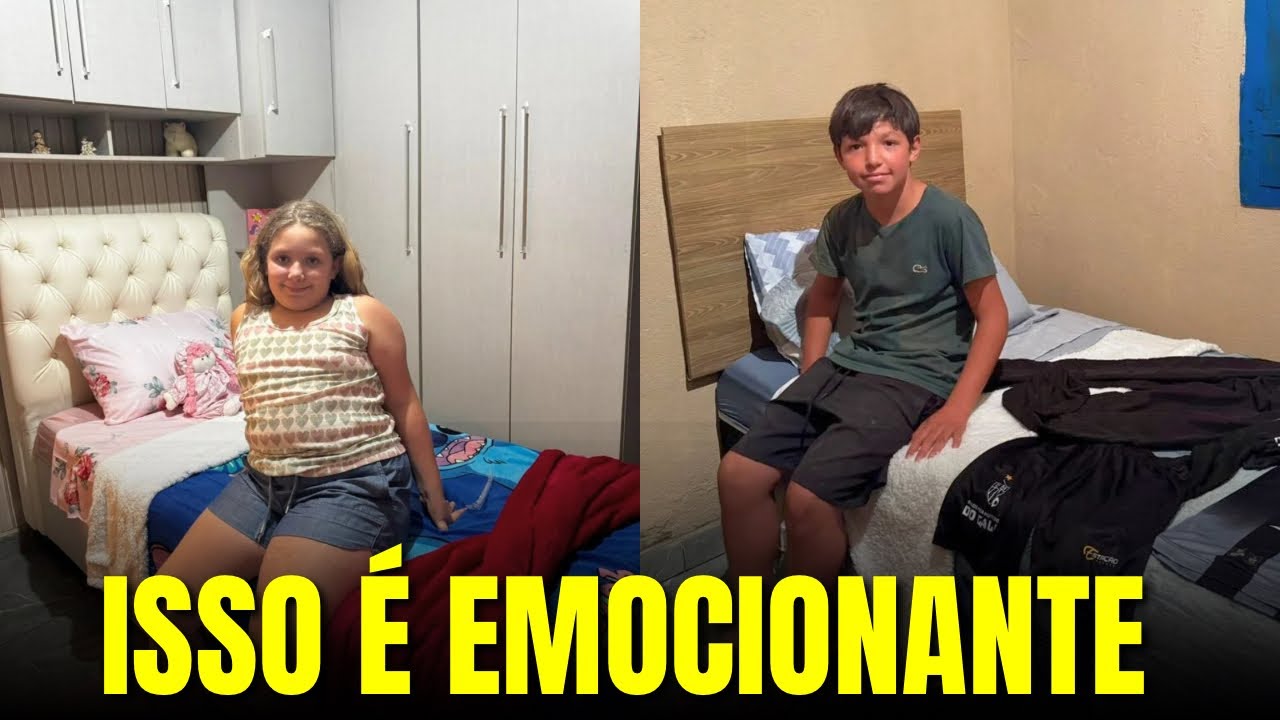 FILHOS CRIADOS PELO PAI SE EMOCIONAM AO GANHAR O QUARTO NOVO