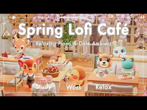 【ACNH】Spring Lofi Café｜Relax with Spring Cherry Blossoms & Coffee｜Study・Work・Relax