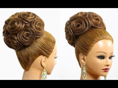 Hairstyle for long hair tutorial. Bridal updo with extensions