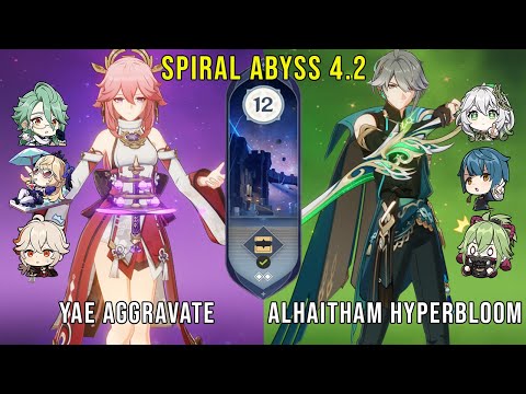 C0 Yae Aggravate and C0 Alhaitham Hyperbloom - Genshin Impact Abyss 4.2 - Floor 12 9 Stars