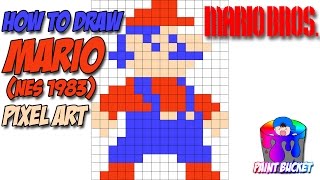 How to Draw Mario Pixel Art 8-Bit - Drawing Mario Bros NES 1983 Pixel Art Tutorial