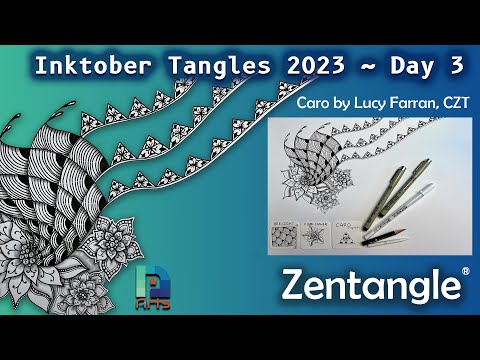 Inktober Tangles 2023 ~ Day 3 ~ Caro  ~ How to draw