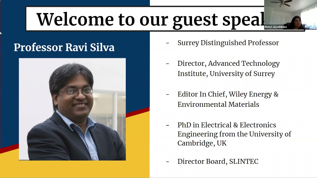 SLAKE Webinar #4 Interdisciplinary Research in Engineering featuring professor Ravi Silva.