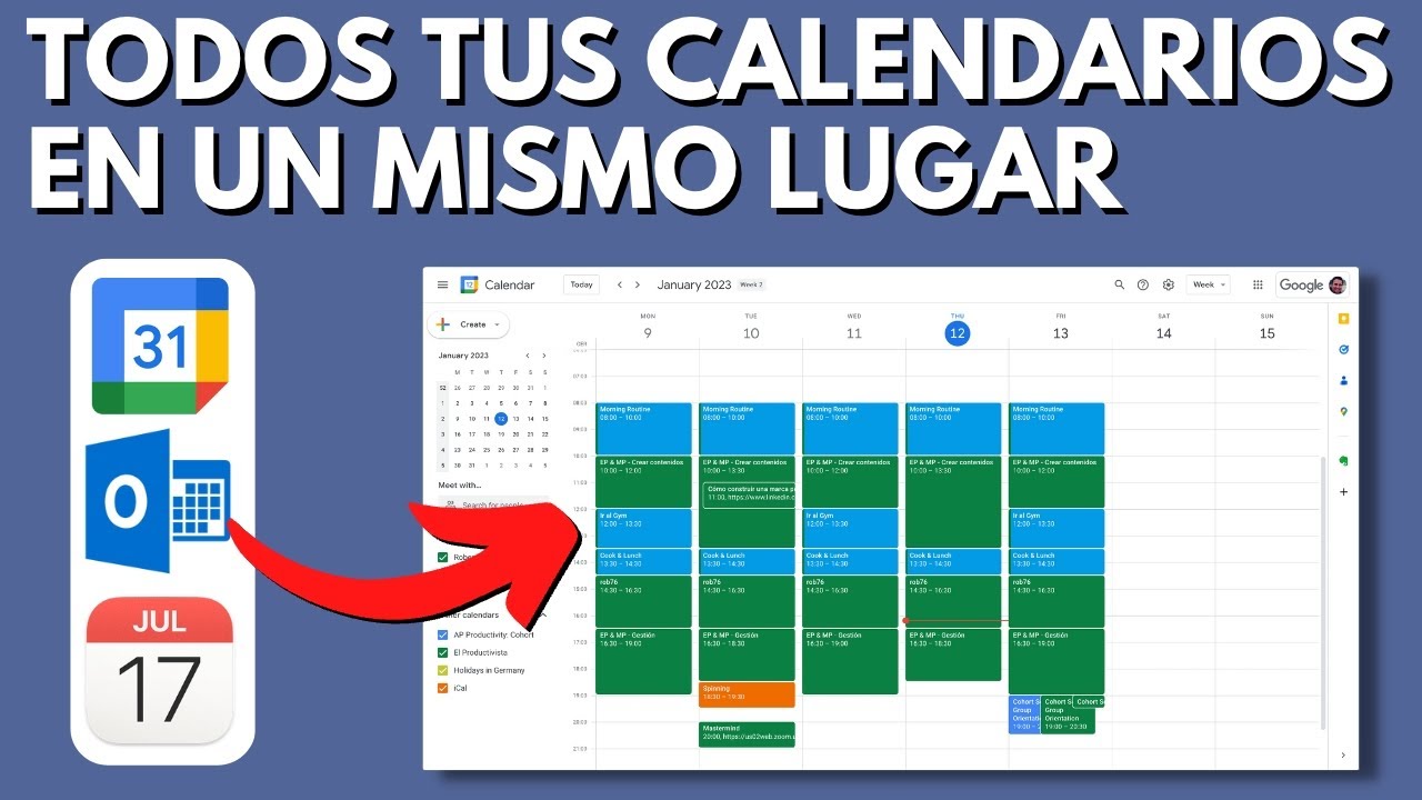 Cómo conectar tus calendarios y verlos todos en un único lugar (Calendario de Google, Outlook, iCal)