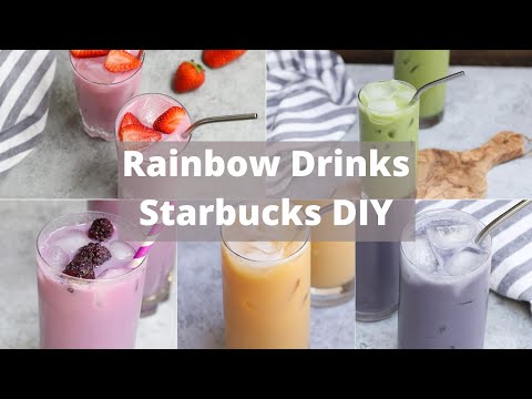 DIY Starbucks Rainbow Drinks Recipes: Pink Drink, Purple Drink, Orange Drink, Green, & Blue Drink