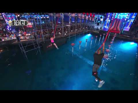 Barclay Stockett vs Jody Avila on the Striding Steps - American Ninja Warrior All Stars 2020