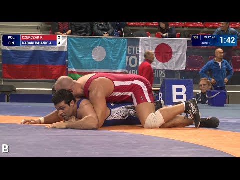 Round 1 FS - 97 kg: K. CZERCZAK (POL) vs. A. DARAKHSHANIF (FIN)