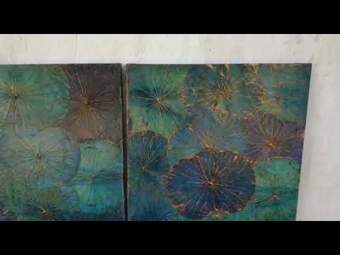 Wandbild Lotusblatt blau tuerkis von SHERMANS