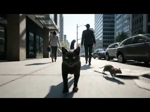 Cat Catching white rat