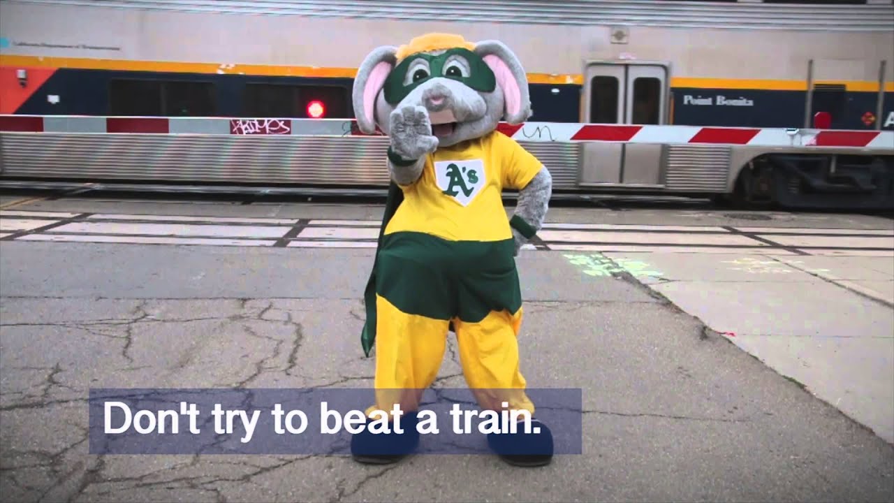 Capitol Corridor Rail Safety Video with Oakland A's Stomper - 30 seconds