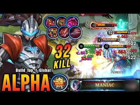 32 Kills + MANIAC!! Alpha Full Red Build (WTF LIFESTEAL) - Build Top 1 Global Alpha ~ MLBB
