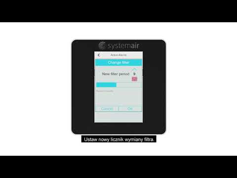 Systemair SAVE | Dotykowy panel sterowania HMI: Alarm licznika wymiany filtra - zdjęcie