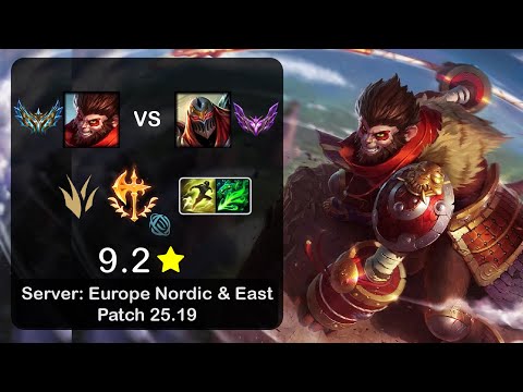 Wukong Jungle vs Zed - EUNE Challenger - Patch 25.19