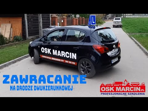 Przykład zawracania na egzaminie  droga jedno jezdniowa dwukierunkowa