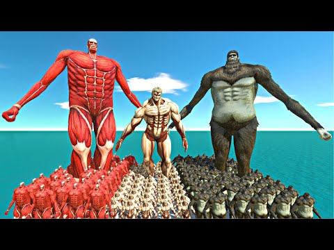 Titan War | Colossal Titan vs Armored Titan vs Beast Titan - Animal Revolt Battle Simulator
