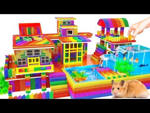 DIY - Build Mega Mansion Has Waterfall Pool For Goldfish, Hamster With Magnetic Balls (Satisfying)