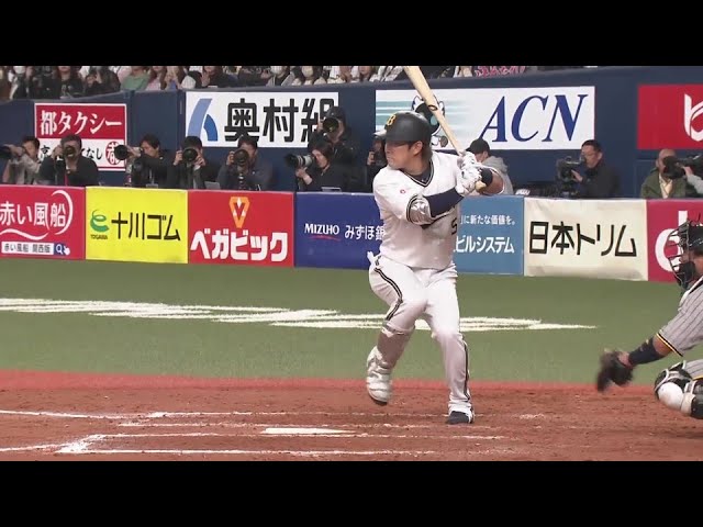 【8回裏】代打で結果を残す!! バファローズ・西野真弘 レフトへのタイムリーヒットを放つ!!  2024年3月24日 オリックス・バファローズ 対 阪神タイガース