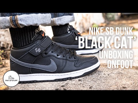 SLEEK - Nike SB Orange Label Dunk Mid ISO 'Black Cat' Unboxing and Onfoot Review