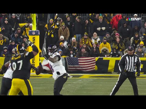 50-yard TD! Lamar escapes pressure and hits Flowers