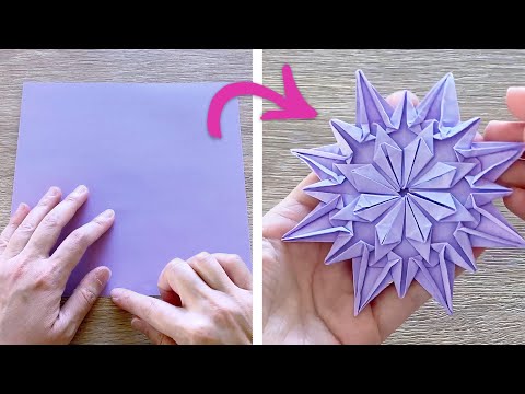 Christmas origami / Origami snowflake made of one sheet of paper and NO cutting ❤️