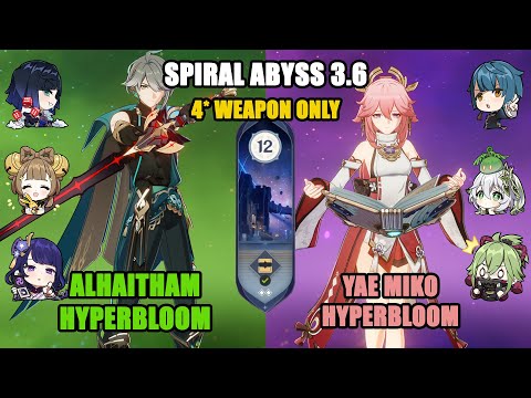 C0 Alhaitham Hyperbloom and C0 Yae Miko Hyperbloom | Genshin Impact Abyss 3.6 - Floor 12 9 Stars