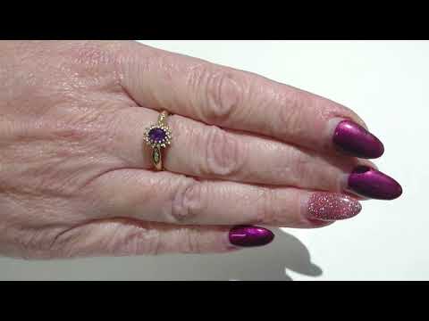 A 9 carat gold amethyst and diamond cluster ring