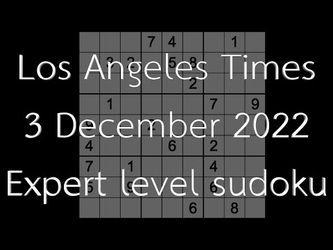 Sudoku solution – Los Angeles Times sudoku 3 December 2022 Expert level