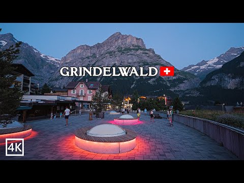 Grindelwald by Night 🇨🇭 | Switzerland’s Fairytale Village Walk | 4K