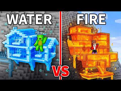 JJ and Mikey: ELEMENTAL MOUNTAIN HOUSE BATTLE in Minecraft - Maizen