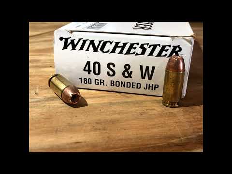 .40 S\u0026W Clear Ballistics Gel Test: Winchester 180gr Bonded JHP (Q4369)