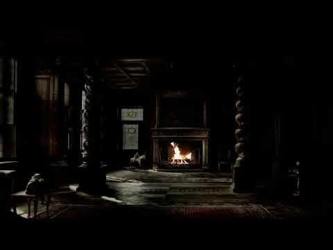 Haunted Halloween Mansion Fireplace with Thunder, Rain and Howling Wind  No Ads