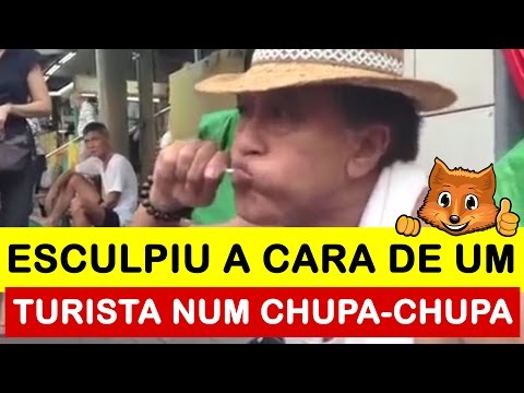 🔴 Street artist carves the face of a tourist on a lollipop just with his teeth