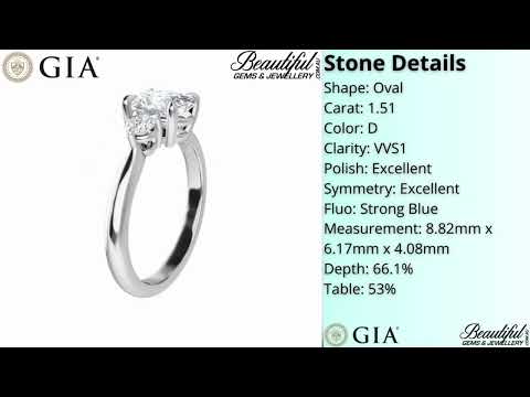2-Carat Oval-Cut 3-Stone Diamond Ring in 18K White Gold