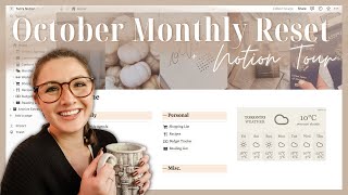 October Monthly Reset & Plan With Me | Aesthetic Notion Tour, Setting Goals, & Monthly Reset Routine