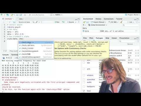 Cronbach's alpha with R and the "psych" library [EASY]