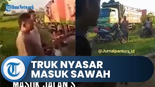 Video Detik-detik Truk Gandeng di Nganjuk Nyasar Misterius, Sopir Mengira Jalan Tol Ternyata Sawah