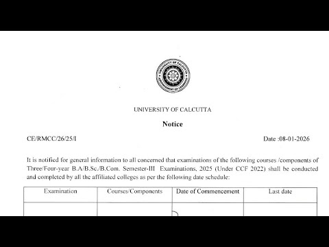 ||SEM-3 Exam Date ||Cu Exams ||