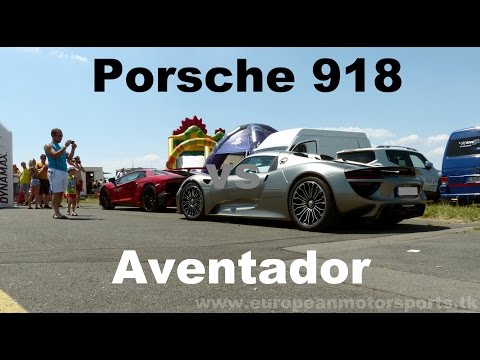 Porsche 918 races Lamborghini Aventador LP750-4 SV
