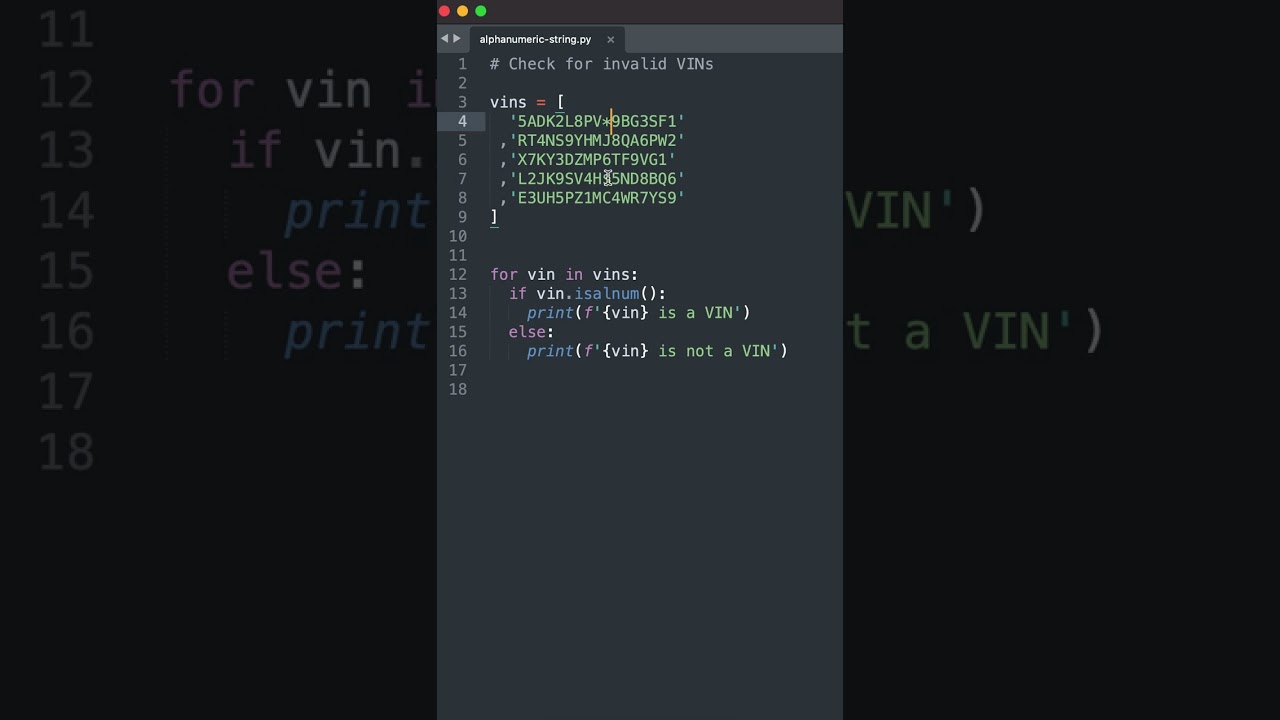 Check if string is Alphanumeric - Python code one liner