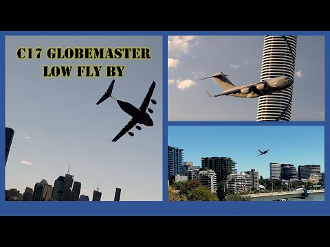 C 17A Globemaster Low Fly By Through Brisbane City - Vlog 254