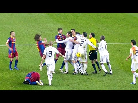 El Clasico - Real Madrid vs Barcelona (Fights, Fouls, Red Cards)