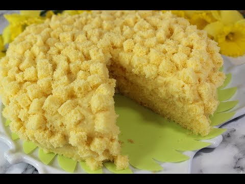 "Mimosa" Cake for International Women's Day! Yellow Cake with Vanilla Custard.