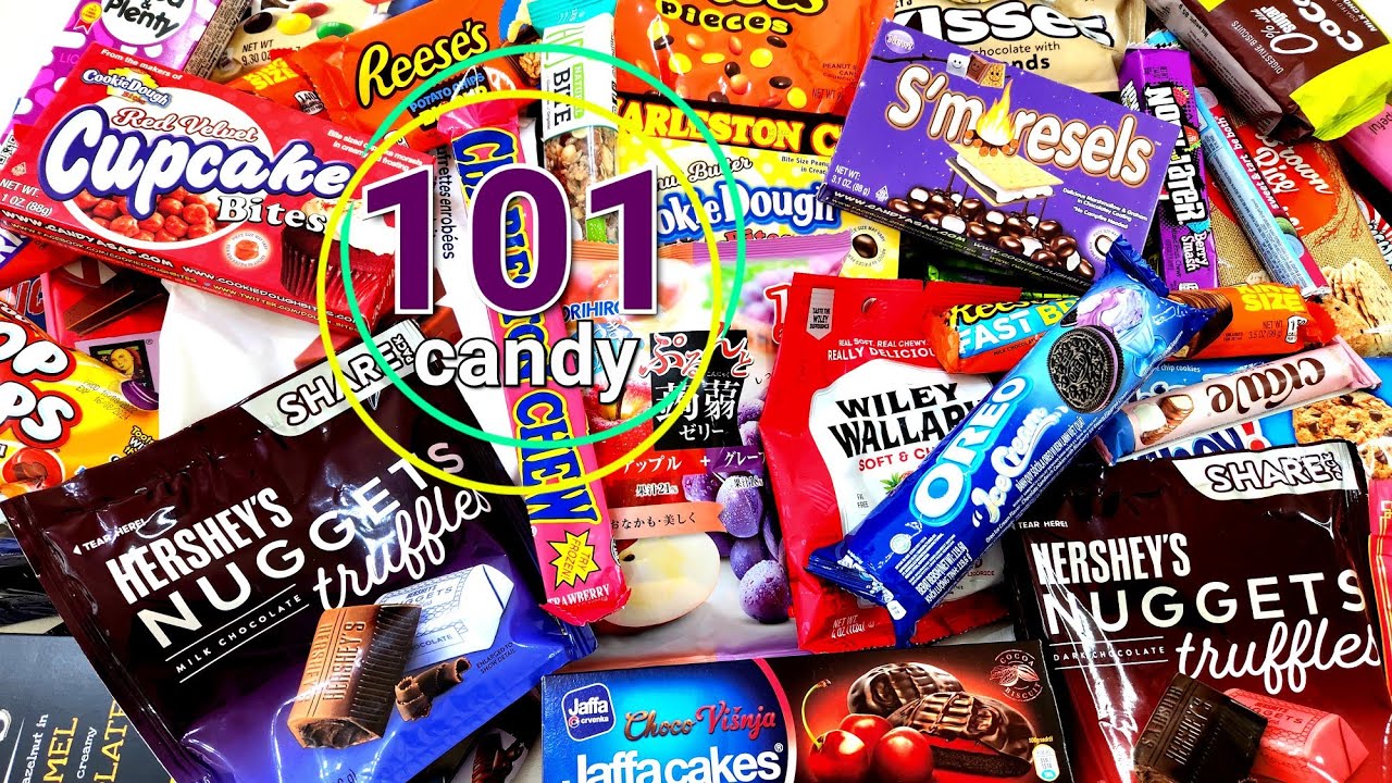 101 Candies Opening New Oreo Chips Ahoy Nature valley M&M's Hershey's nuggets Cookie dough Bites