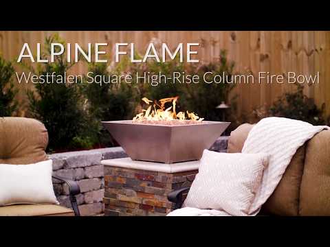 Alpine Flame Westfalen Square High-Rise Column Fire Bowl-Stainless Steel Video