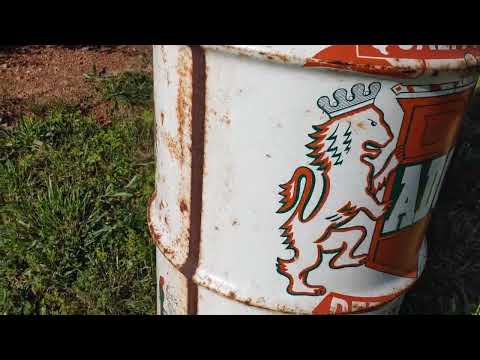 ADCO Chemical Small Steel Drum Barrel. Colorful Graphics. Sedalia, Mo. Cool Piece.