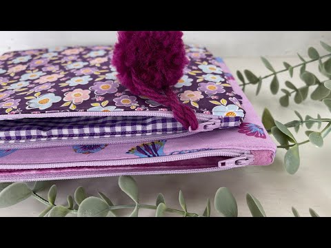 How to use zipper tabs to insert zips perfectly into a lined zip pouch. It works every time.