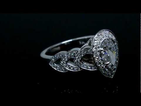 1.95ct Natural Pear cut Pave Halo Diamond Engagement Ring-14k White Gold SI2-E EGL-USA Certified
