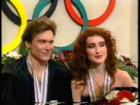 1992 Olympic Klimova & Ponomarenko: Interview after medal ceremony.