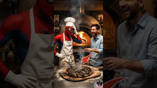 🍕 Spider-Man makes Italian Pizza for Messi #messi #spiderman #fifa #shorts
